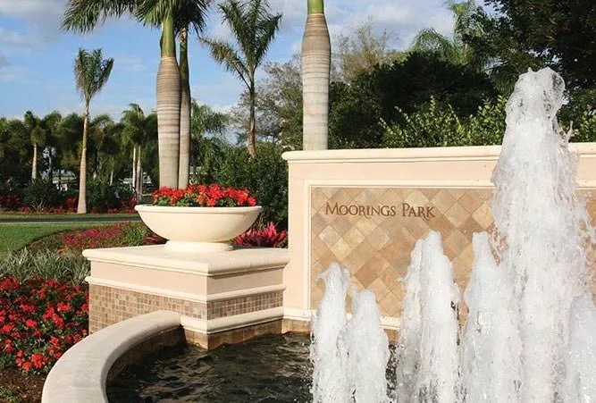 Lakes and gardens at the Moorings Park campus in Naples, Florida